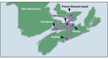 Map of daytrips from Sunrise Marina Cottages near Tatamagouche