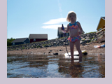 Swimming in warm Northumberland Strait sea waters from the beach